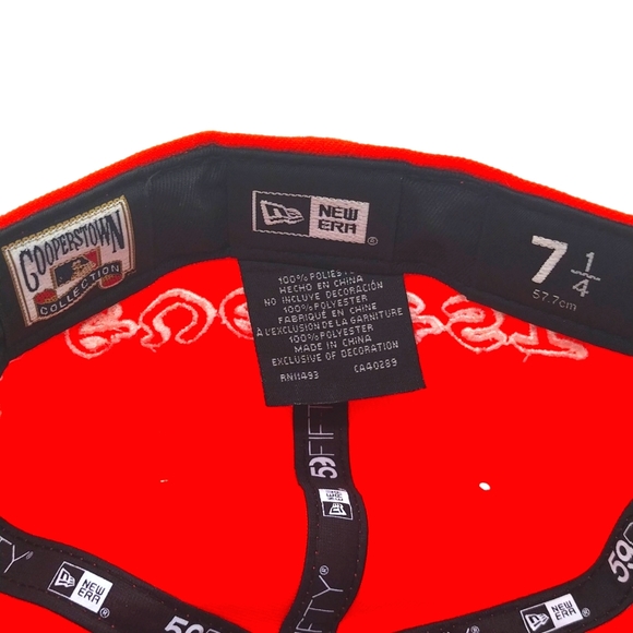 SAN DIEGO PADRES 1998 WORLD SERIES ORANGE ICY BLUE BRIM NEW ERA FITTED HAT 7 1/4 - Picture 8 of 9
